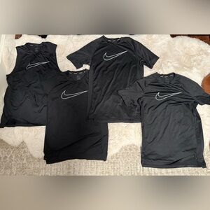 Nike Pro Black Dri-FIT (3) T-Shirts & (1) Tank